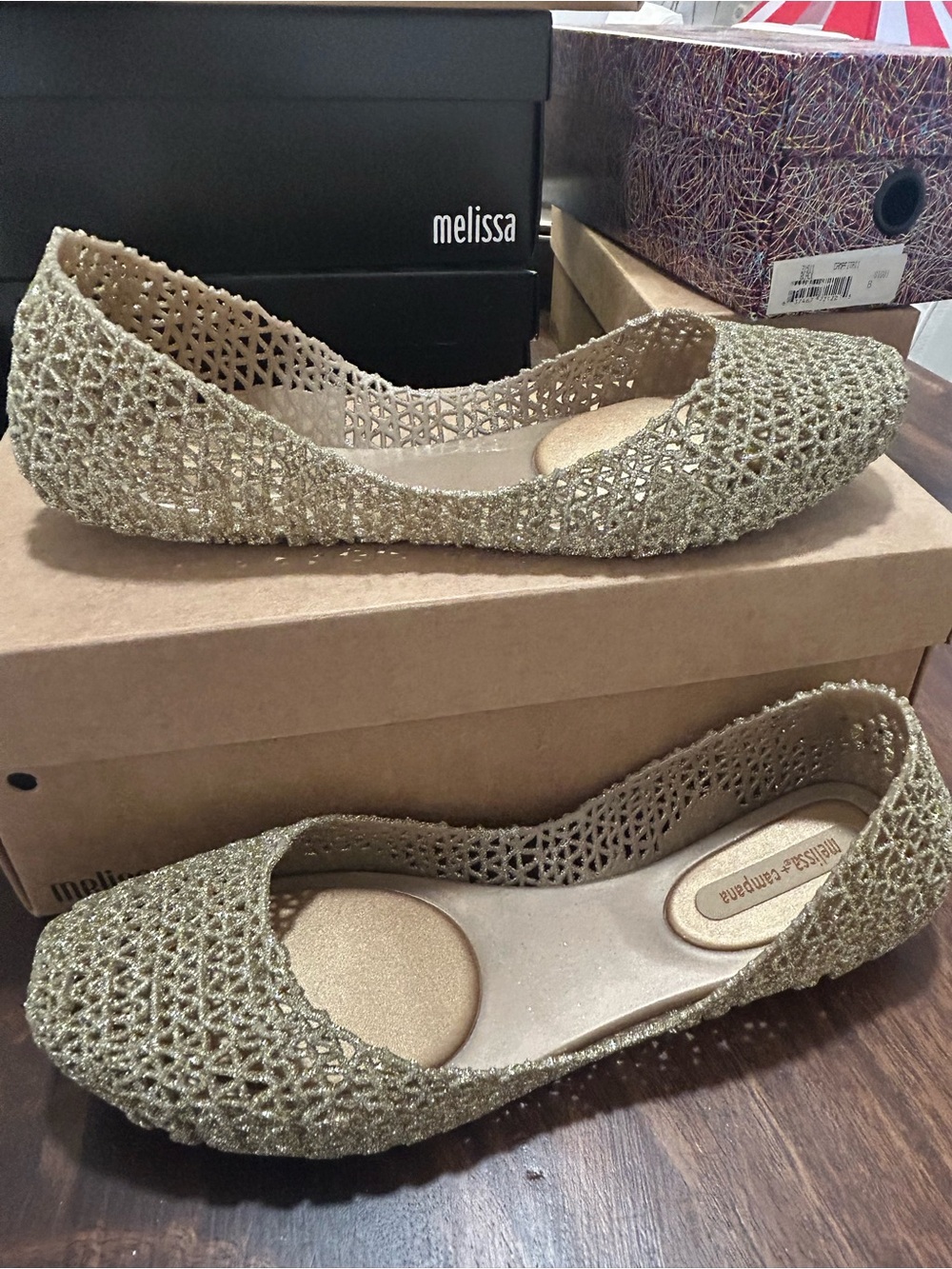 Melissa Campana Gold GlitterJelly Flats nwt - Picture 6 of 6